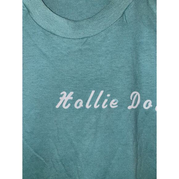 Vintage Hollie Shirt Dollie Green Script Text Tee USA Made VTG 90s Jerzees Small - Picture 3 of 9